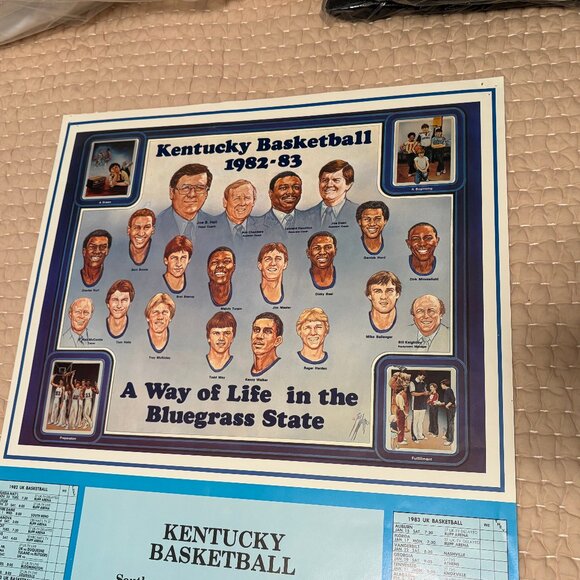 Vintage Kentucky Wildcats 82-83 Basketball Schedule Calendar Poster Twin Towers - Picture 2 of 16